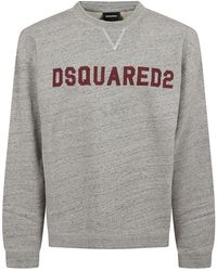 DSquared² - Hoodies & Sweatvesten ,Grijs ,Katoen D2 College Sweater Met Ronde Hals - Lyst