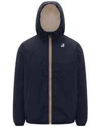 K-Way - Jassen ,Blauw ,Leer Le Vrai 4.0 Claude Orsetto Jacket - Lyst