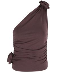 Magda Butrym - Bordeaux Bloemen One-Shoulder Top - Lyst