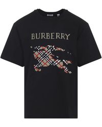Burberry - Tops ,Zwart ,Katoen Zwart T-Shirt & Polo Aw 25 - Lyst