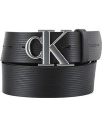 Calvin Klein - Leder gürtel mit logo-schnalle - Lyst