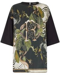 Roberto Cavalli - Jungle print mirror snake monogram t-shirt - Lyst