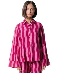 Colourful Rebel - Kimono Bluse Mit Knopfleiste - Lyst