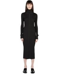 Marni - Kleedjes ,Zwart ,Polyester Jurk Met Rolkraag - Lyst