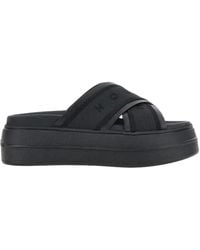 Hogan - Schoenen ,Zwart ,Zwarte Plateausandalen Met Gekruiste Banden - Lyst