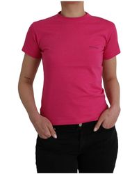 Balenciaga - Tops ,Roze ,Katoen Katoenen T-Shirt Met Ronde Hals En Korte Mouwen - Lyst