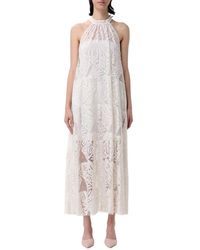 Hanita - Elegantes Cremefarbenes Maxikleid Mit Neckholder - Lyst