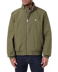 Calvin Klein - Jassen ,Groen ,Leer Ripstop Gewatteerd Bomberjack - Lyst
