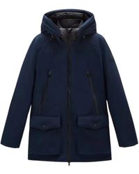 Woolrich - Parka soft shell melton blu - Lyst