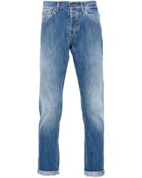 Dondup - Blaue skinny jeans mit logo-print - Lyst
