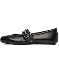 Loriblu - Ballerina Aus Schwarzem Nappaleder Mit Riemen - Lyst