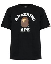 A Bathing Ape - Tops ,Zwart ,Katoen Logo T-Shirt - Lyst