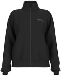 Guess - Hoodies & Sweatvesten ,Zwart ,Polyester Octavia High Neck Full-Zip Sweatshirt - Lyst