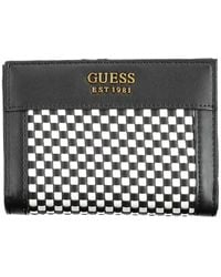 Guess - Elegante schwarze geldbörse mit kontrastdetails - Lyst