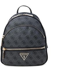 Guess - Graue bedruckte handtasche mit reißverschluss - Lyst