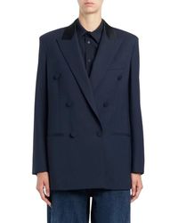 Dondup - Double-Breasted Wool Gabardine Blazer - Lyst