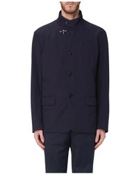 Fay - Blaue jacke mit kragen und taschen,blaue jacke mit stehkragen - Lyst