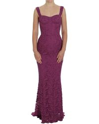 Dolce & Gabbana Floral Lace Ricamo Maxi Dress - Paars