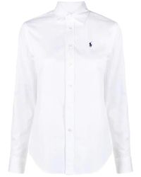 Ralph Lauren - Overhemden ,Wit ,Katoen Ls Crlte St Long Sleeve Button Front Shirt - Lyst