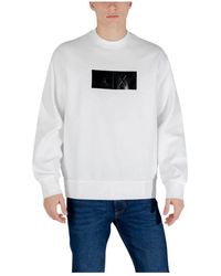 ARMANI EXCHANGE - Weißes bedrucktes sweatshirt mit langen ärmeln - Lyst