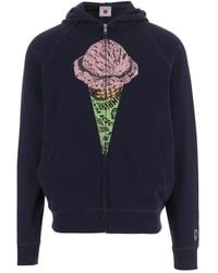 ICECREAM - Hoodies & Sweatvesten ,Blauw ,Katoen Cotton Zip Logo Hoodie - Lyst