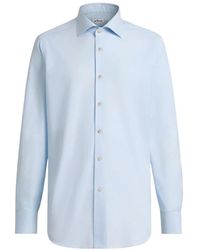 Kiton - Overhemden ,Blauw ,Katoen Formele Regular Fit Overhemd - Lyst