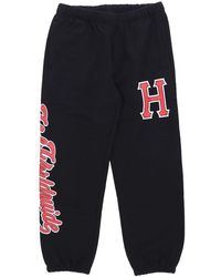 Huf - Broeken ,Zwart ,Katoen Zwarte Fleece Trainingsbroeken Met Elastische Taille - Lyst