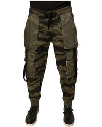 Dolce & Gabbana - Broeken ,Groen ,Katoen Groene Cargo Jogger Broek Met Logo - Lyst