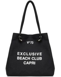 V73 - Schwarze Canvas-Einkaufstasche Mit Druck - Lyst