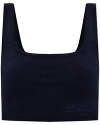 DSquared² - Tops ,Blauw ,Leer Korte Mouwloze Top - Lyst