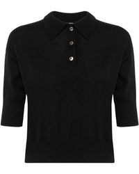Alpha Studio - Tops ,Zwart ,Geknipte Polo Met Halve Mouwen - Lyst