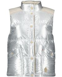 Moncler - Jassen ,Grijs ,Mouwloze Pinchot Lamé Jas - Lyst