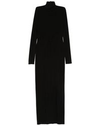 Norma Kamali - Kleedjes ,Zwart ,Turtle-Neck Long Dress - Lyst