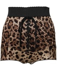 Dolce & Gabbana - Laceup Animal Print Shorts - Lyst