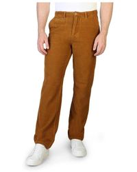 Napapijri - Pantaloni in cotone a righe con chiusura a bottone e zip - Lyst