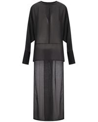 DARKPARK - Kleedjes ,Zwart ,Polyester Marine Keyhole Neckline Voile Shirt - Lyst