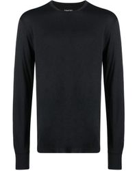 Tom Ford - Schwarzer Pullover Mit Rundhalsausschnitt Und Langen Ärmeln - Lyst