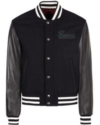 Gucci - Woll-Leder Bomberjacke - Lyst