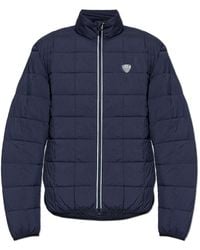 EA7 - Jassen ,Blauw ,Gewatteerde Jas Met Opstaande Kraag - Lyst