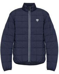 EA7 - Jassen ,Blauw ,Gewatteerde Jas Met Opstaande Kraag - Lyst