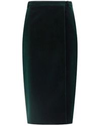 Saint Laurent - Rokken ,Groen ,Katoen Donkergroene Velvet Midi Rok - Lyst