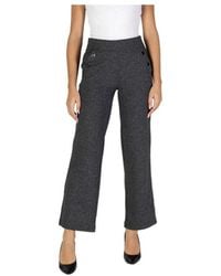 Street One - Zwarte Hoge Taille Wijde Pijpen Broek - Lyst