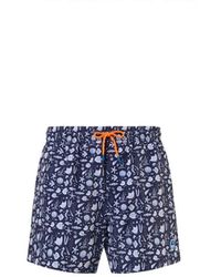 North Sails - Badmode ,Veelkleurig ,Polyester Zwembroek Met Grafische Print Blauw - Lyst