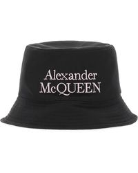 McQueen - Accessoires ,Zwart ,Reversible Logo Geborduurd Bucket Hat - Lyst