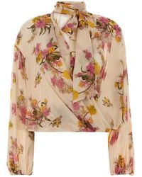 Blumarine - Overhemden ,Veelkleurig ,Print Georgette Top - Lyst
