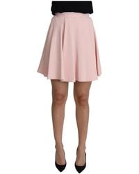 Dolce & Gabbana - Roze Tuck Pleat Flare A-lijn Mini Rayon - Lyst