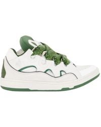Lanvin - Weiße grüne leder curb sneakers - Lyst