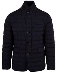 Moorer - Jassen ,Blauw ,Gewatteerde Leren Jas - Lyst