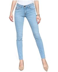 Lee Jeans - Vaqueros pitillo azules con cintura alta y logo parcheado - Lyst