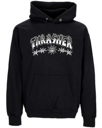 Thrasher - Hoodies & Sweatvesten ,Zwart ,Katoen Stekeldraad Zwarte Hoodie Sweatshirt - Lyst